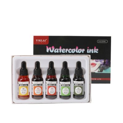 Factory Supply 6 Color Watercolor Ink Customized 20 ML Pigment Painting Inks